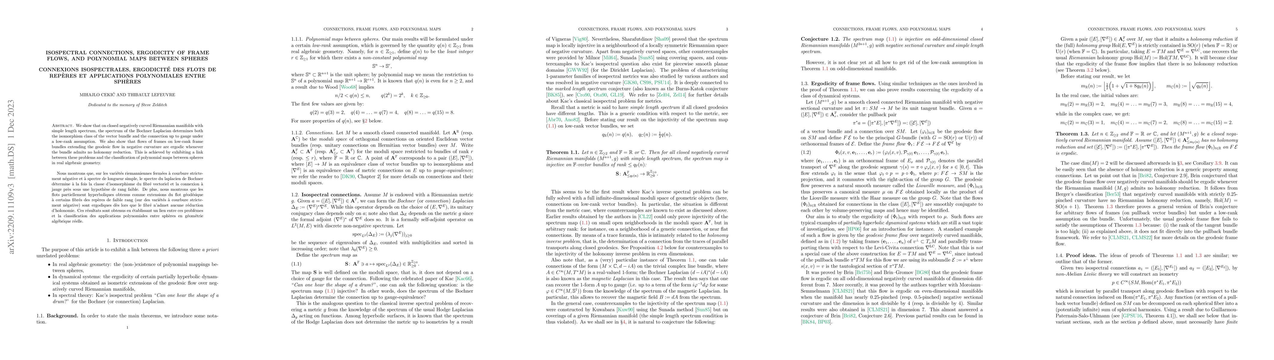 Thumbnail for Isospectral connections, ergodicity of frame flows, and polynomial maps
  between spheres