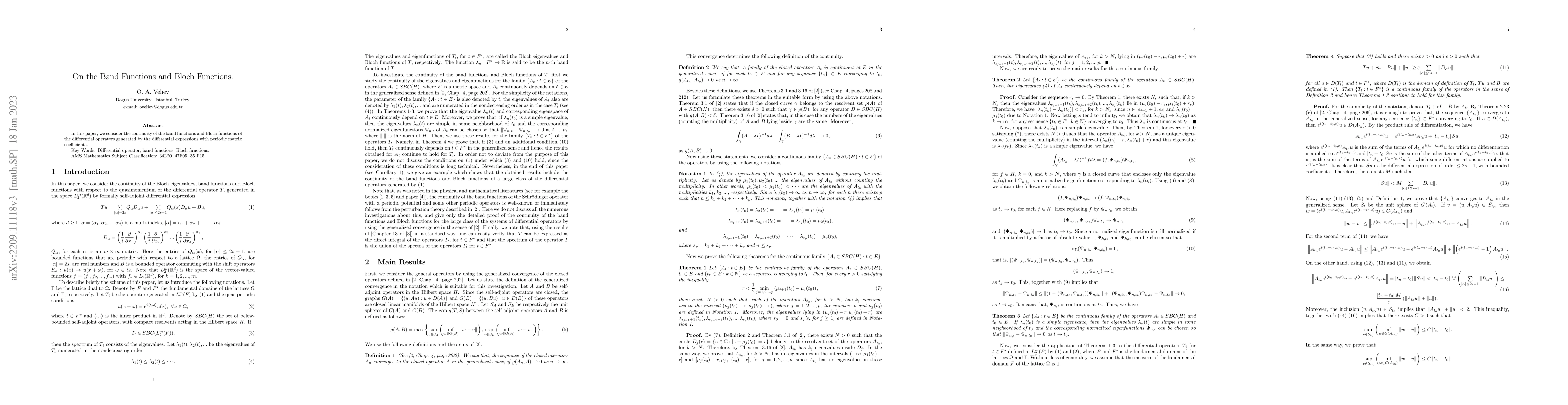 Thumbnail for On the Band Functions and Bloch Functions
