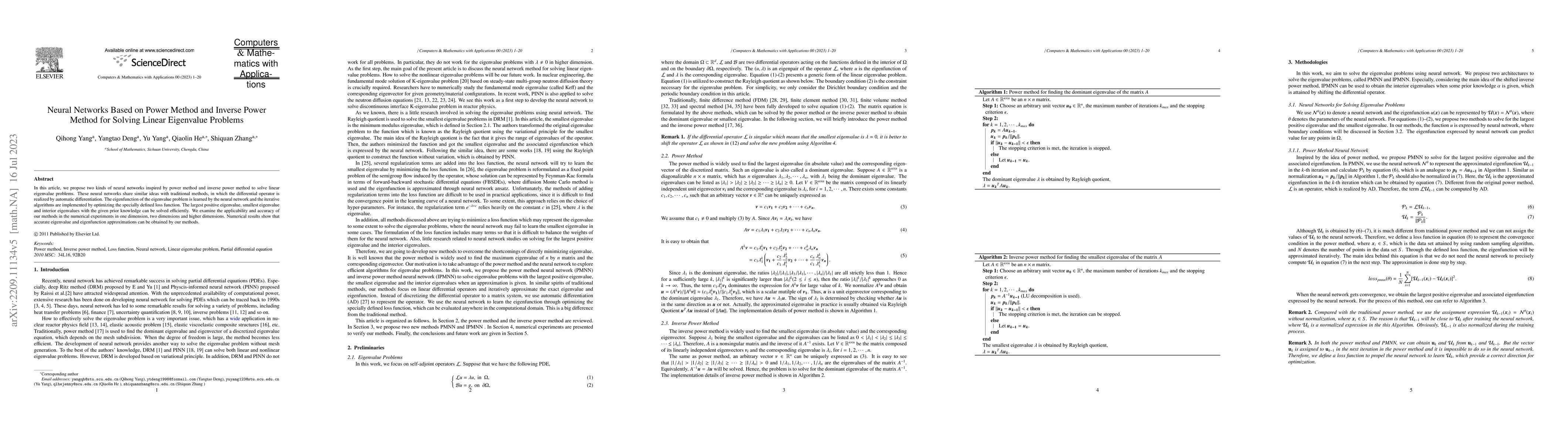 Thumbnail for Neural Networks Based on Power Method and Inverse Power Method for
  Solving Linear Eigenvalue Problems