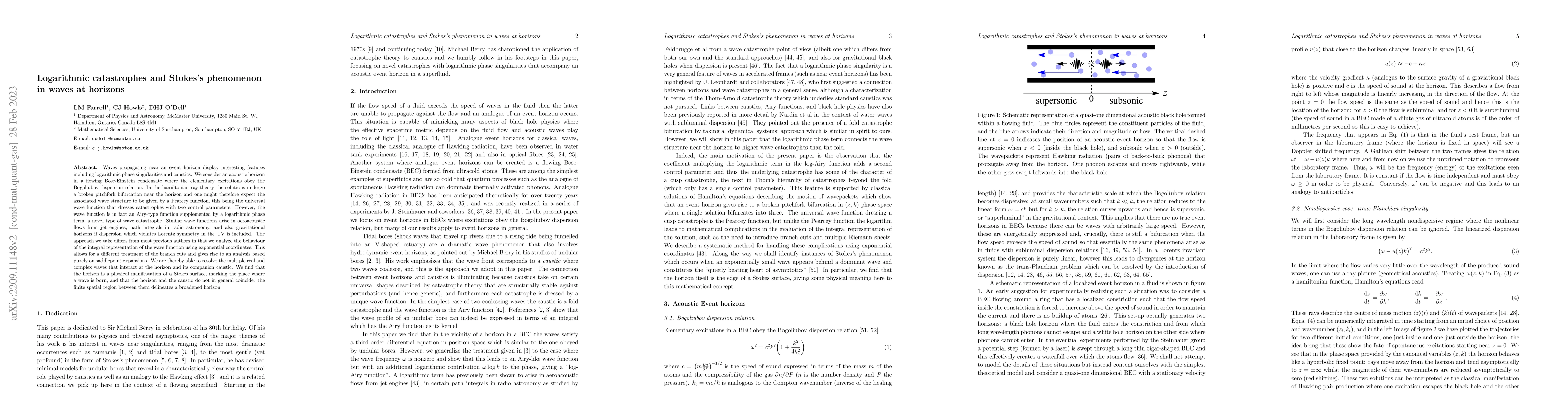 Thumbnail for Logarithmic catastrophes and Stokes's phenomenon in waves at horizons