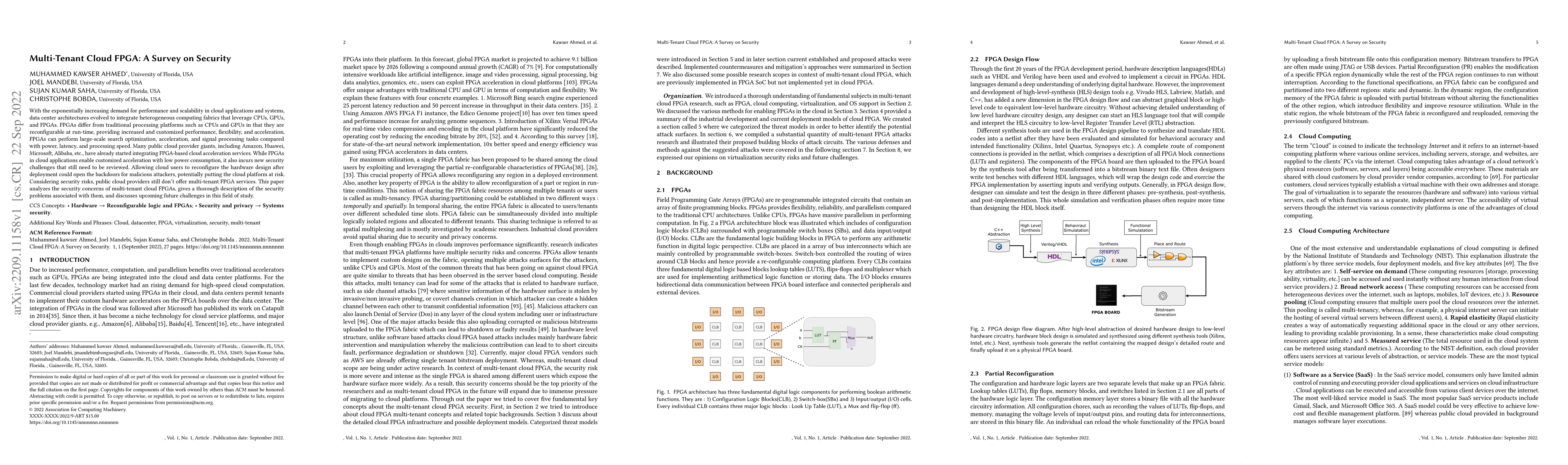 Thumbnail for Multi-Tenant Cloud FPGA: A Survey on Security