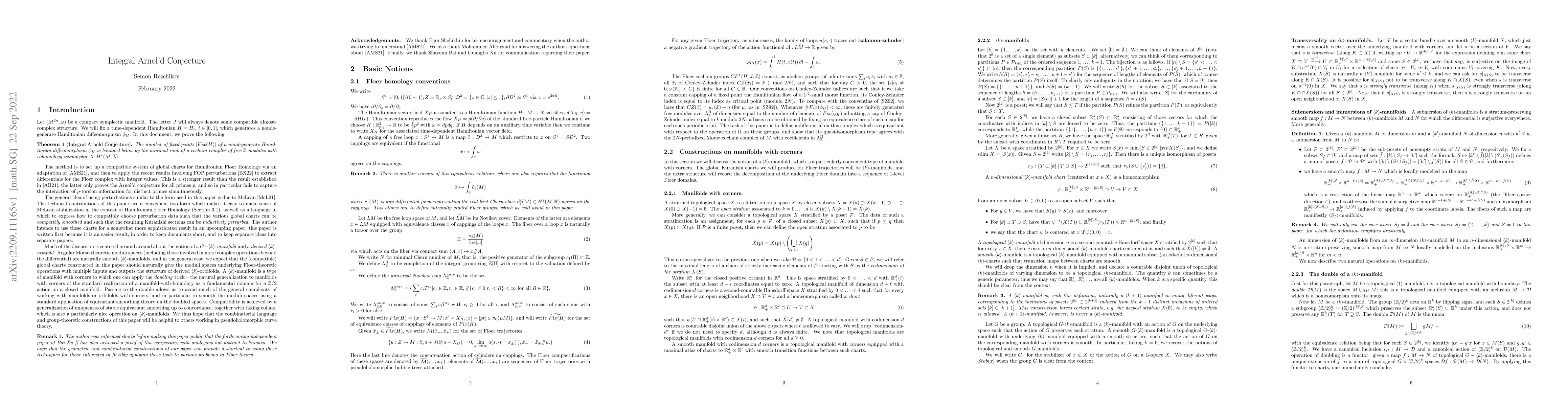 Thumbnail for Integral Arnol'd Conjecture