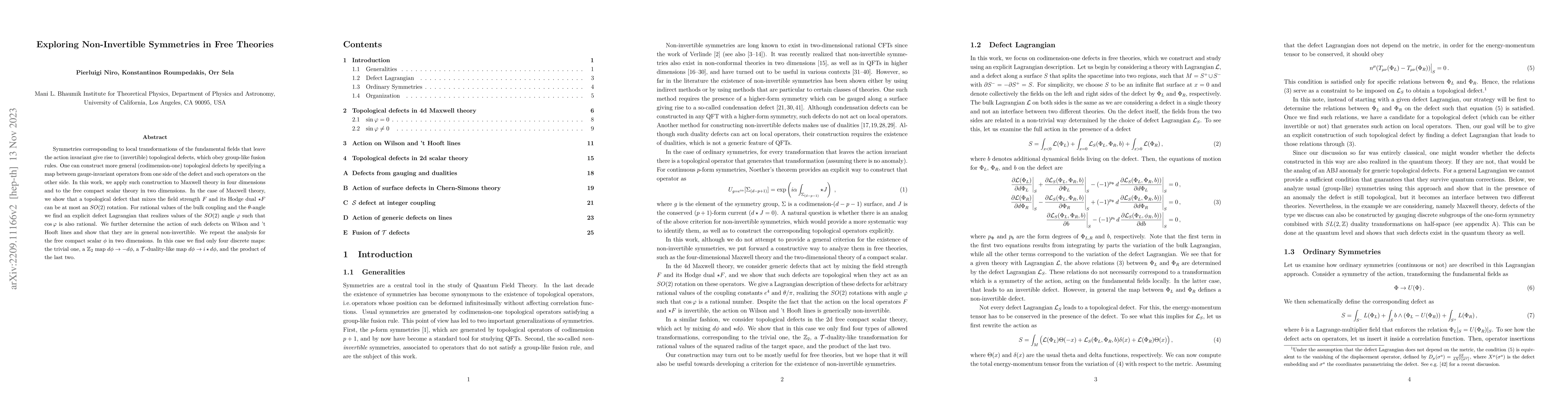 Thumbnail for Exploring Non-Invertible Symmetries in Free Theories