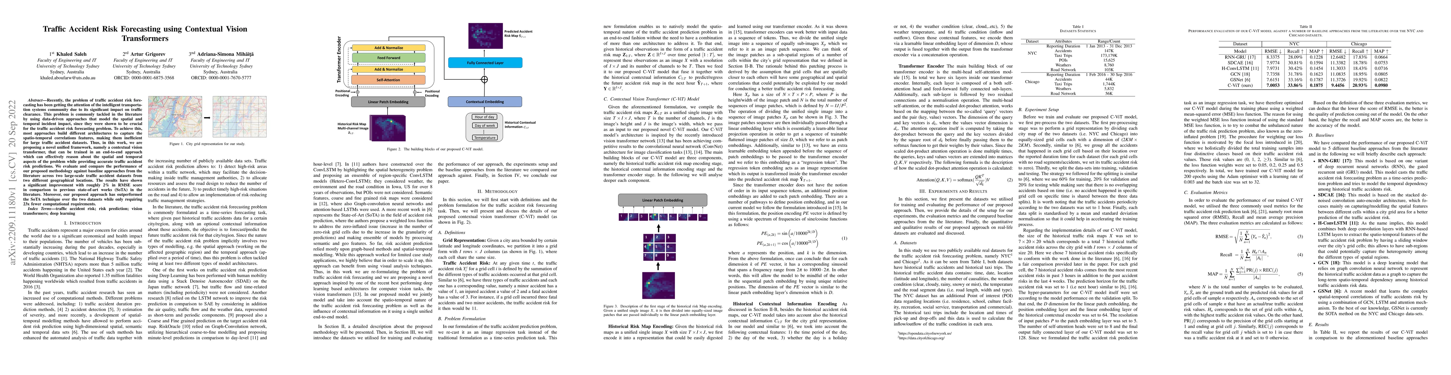Thumbnail for Traffic Accident Risk Forecasting using Contextual Vision Transformers