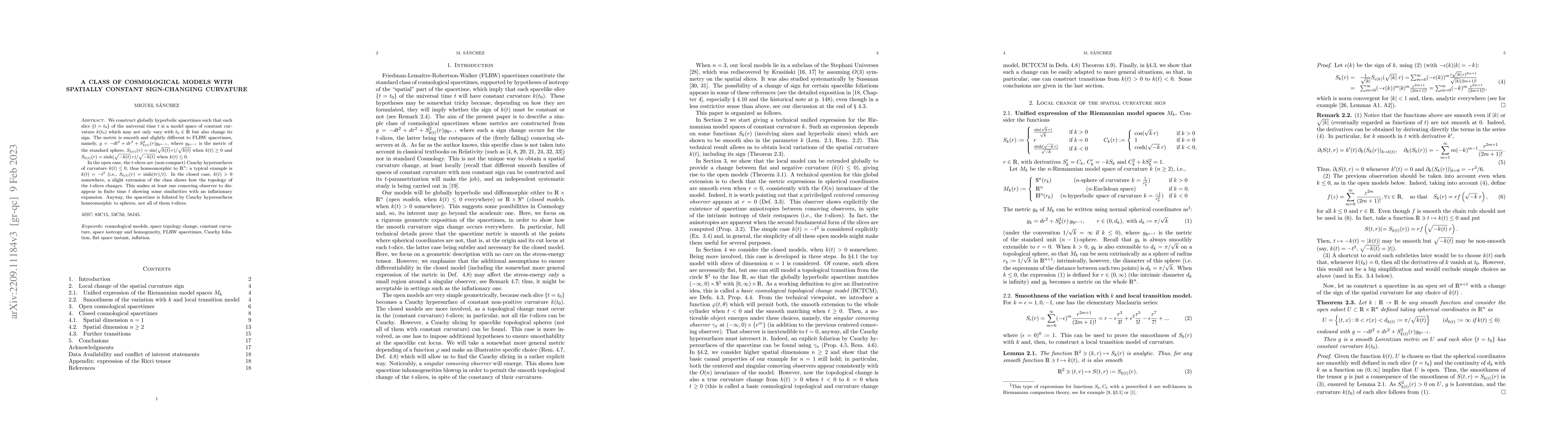 Thumbnail for A class of cosmological models with spatially constant sign-changing
  curvature