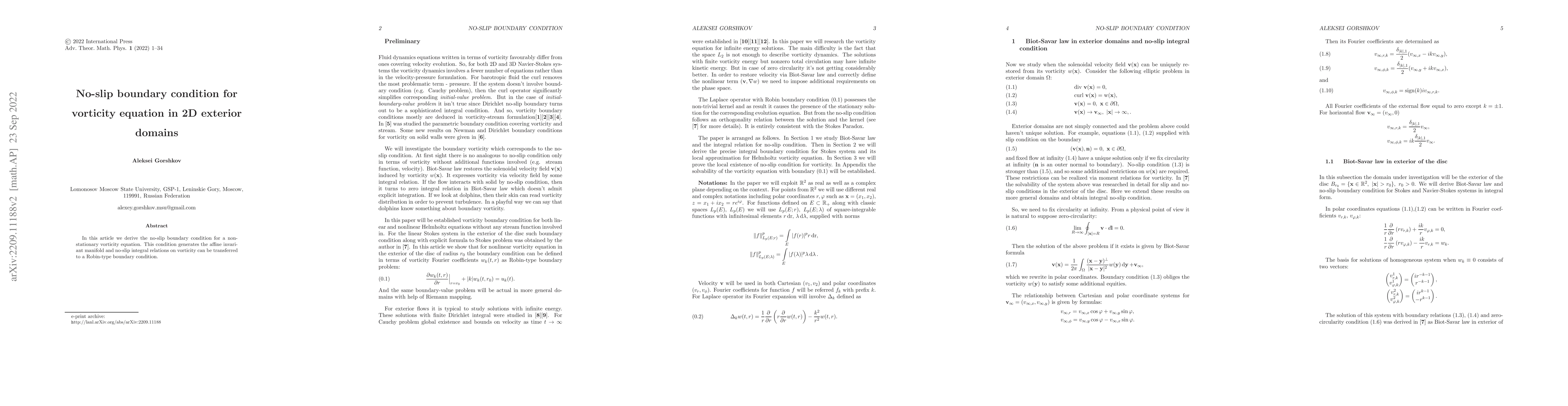 Thumbnail for No-slip boundary condition for vorticity equation in 2D exterior domains