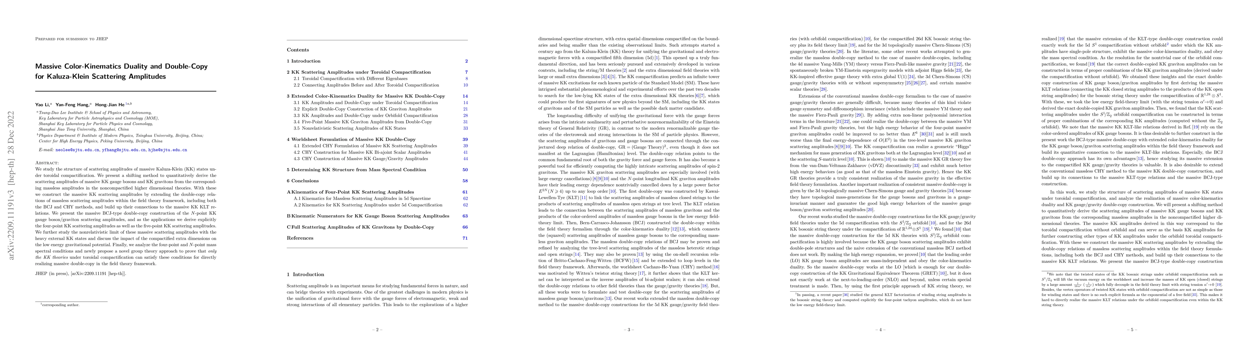 Thumbnail for Massive Color-Kinematics Duality and Double-Copy for Kaluza-Klein
  Scattering Amplitudes