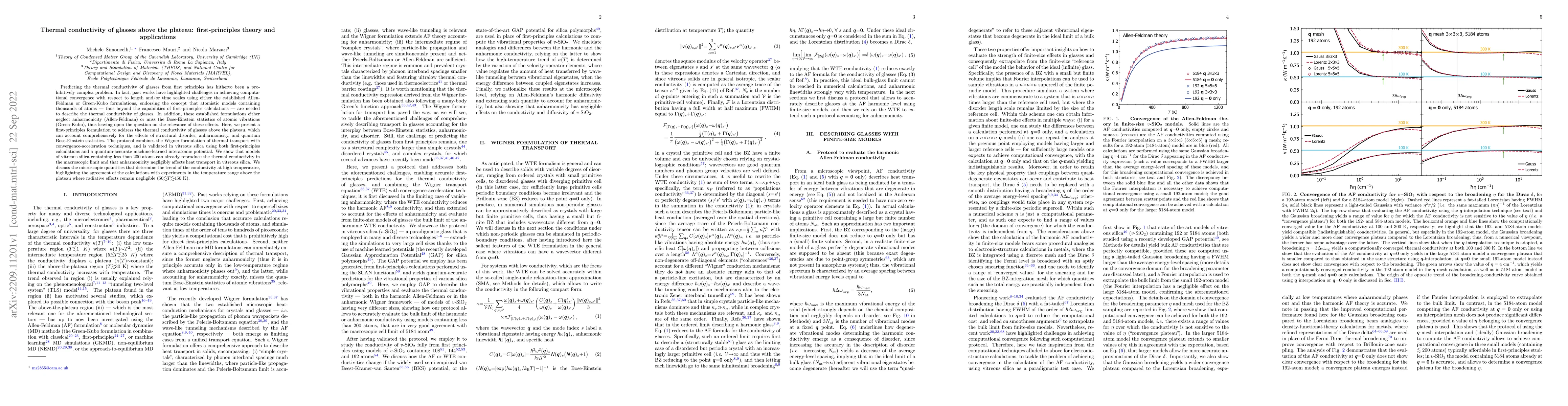 Thumbnail for Thermal conductivity of glasses above the plateau: first-principles
  theory and applications