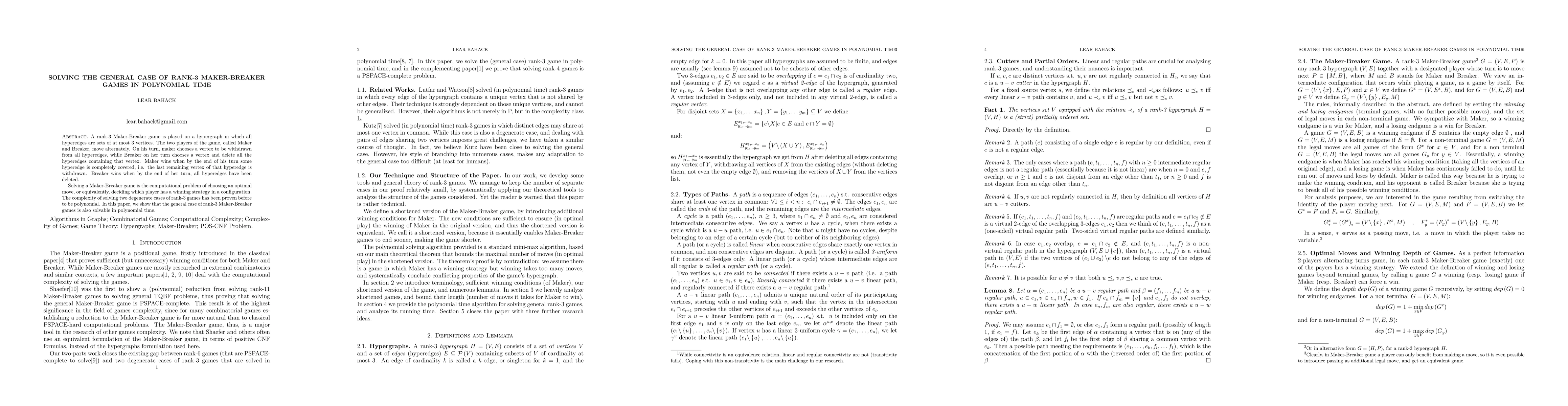 Thumbnail for Solving the General Case of Rank-3 Maker-Breaker Games in Polynomial
  Time