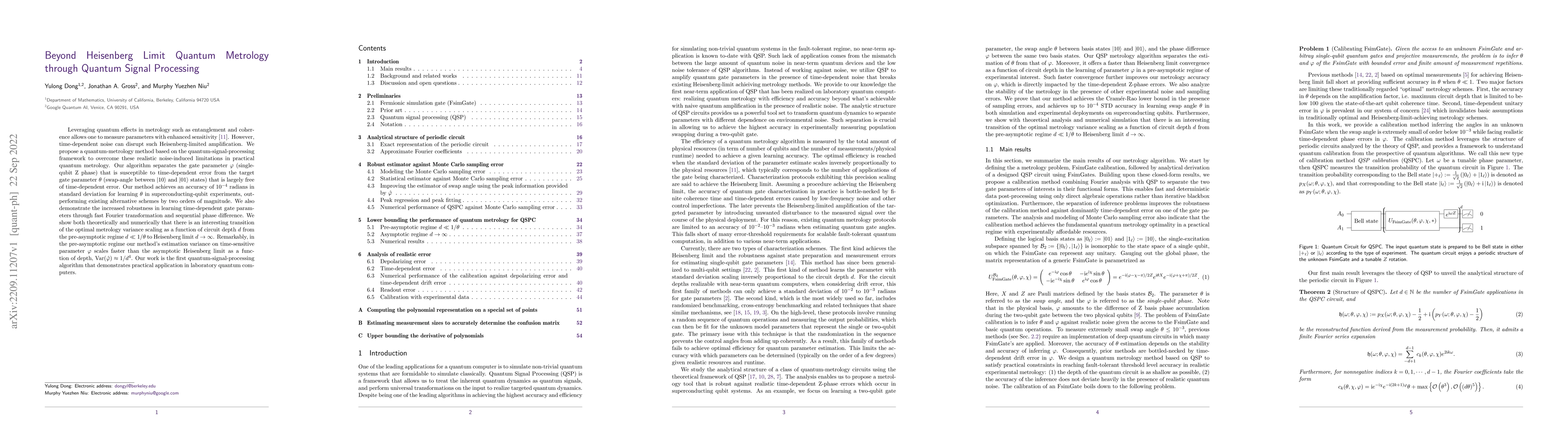 Thumbnail for Beyond Heisenberg Limit Quantum Metrology through Quantum Signal
  Processing