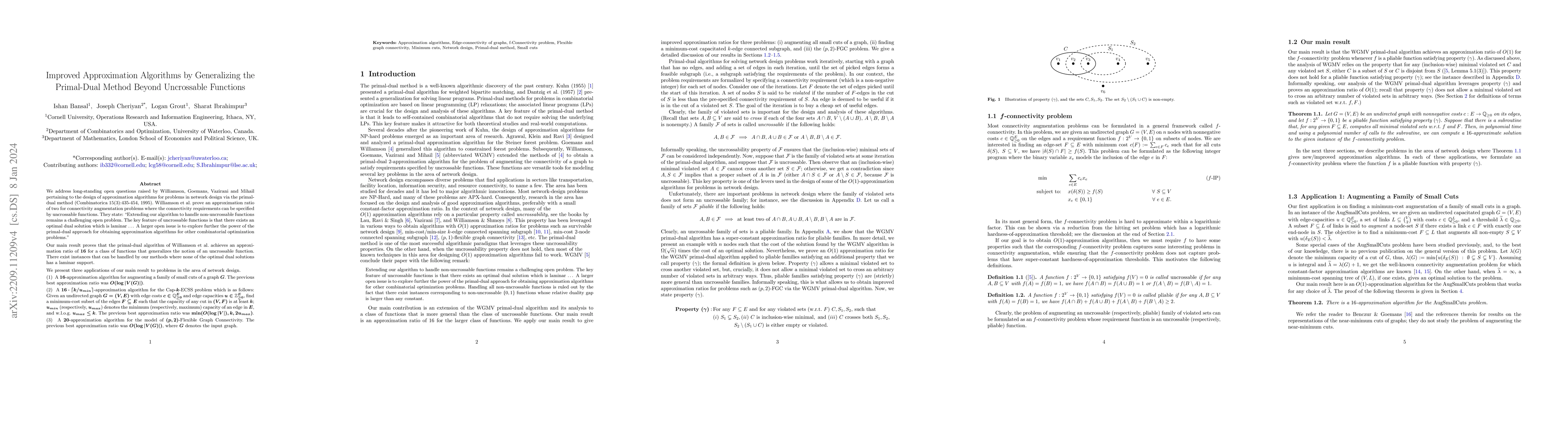 Thumbnail for Improved Approximation Algorithms by Generalizing the Primal-Dual Method
  Beyond Uncrossable Functions