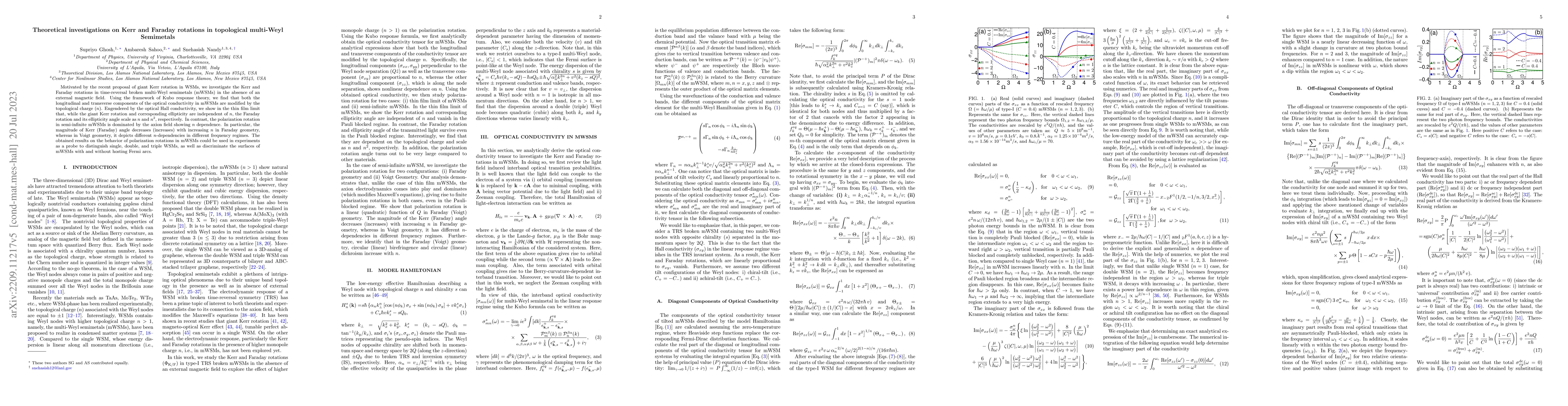 Thumbnail for Theoretical investigations on Kerr and Faraday rotations in topological
  multi-Weyl Semimetals