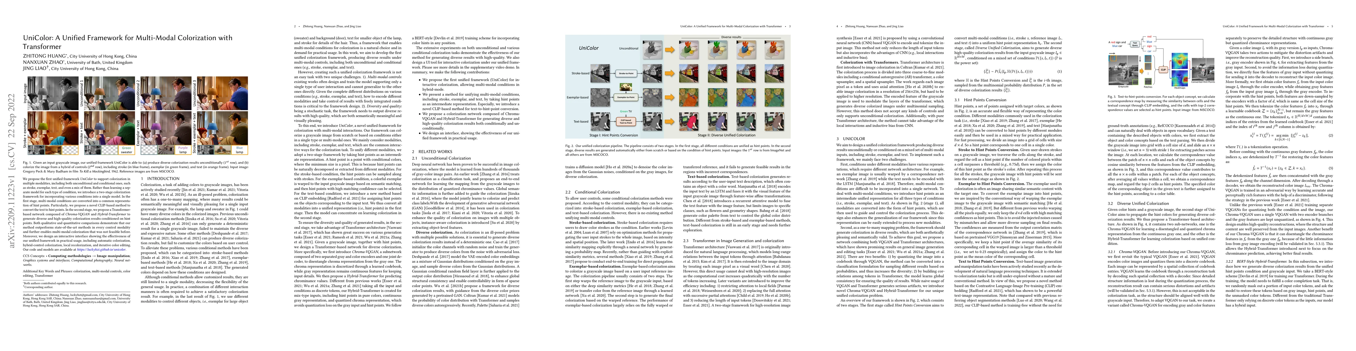 Thumbnail for UniColor: A Unified Framework for Multi-Modal Colorization with
  Transformer