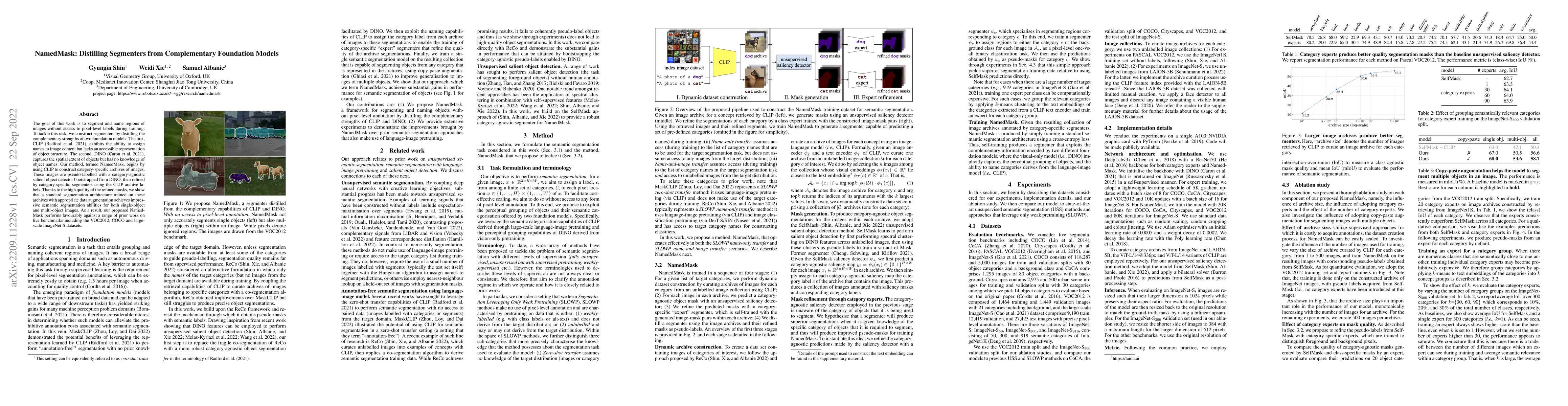 Thumbnail for NamedMask: Distilling Segmenters from Complementary Foundation Models