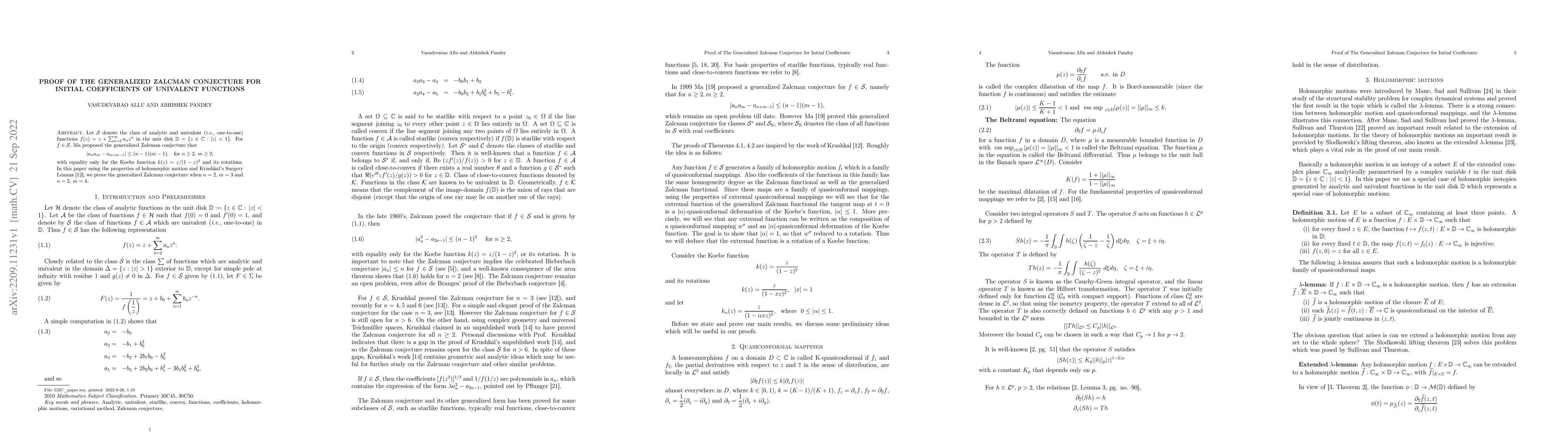 Thumbnail for Proof of The Generalized Zalcman Conjecture for Initial Coefficients of
  Univalent Functions