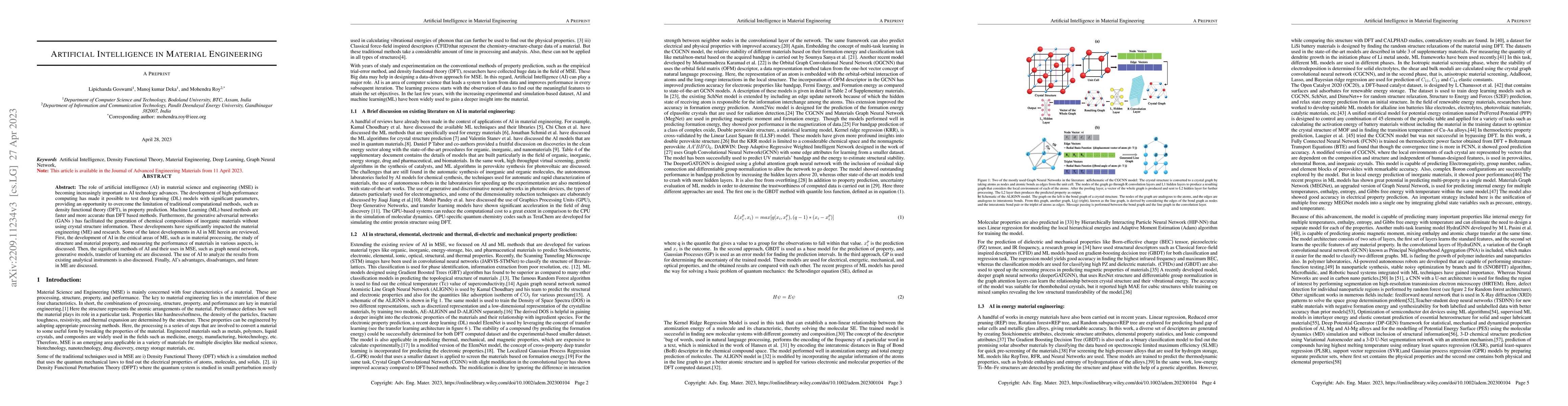 Thumbnail for Artificial Intelligence in Material Engineering: A review on
  applications of AI in Material Engineering