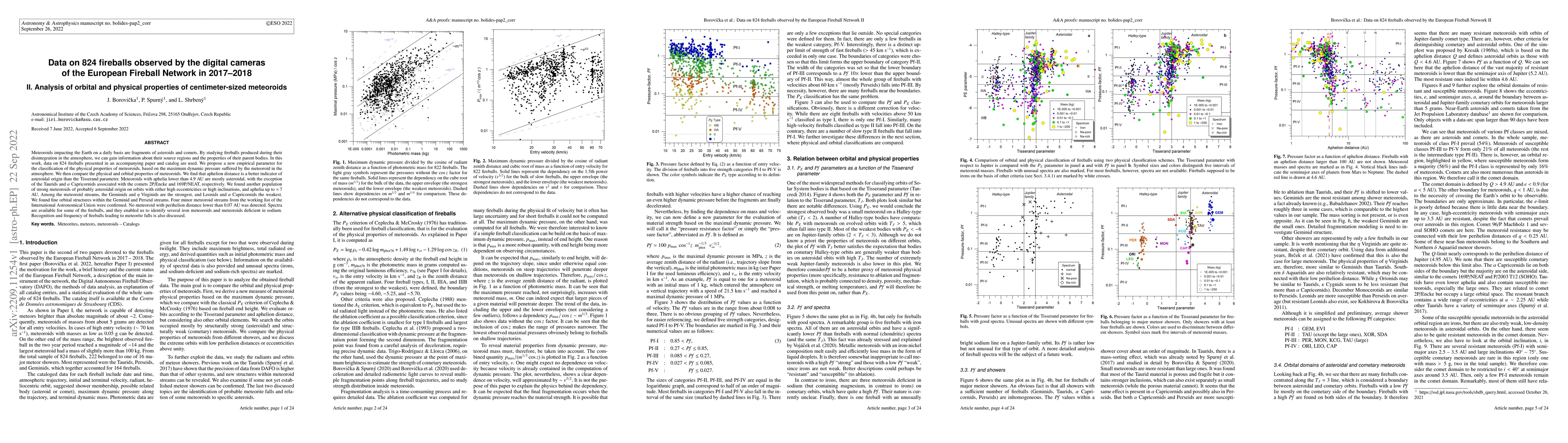 Thumbnail for Data on 824 fireballs observed by the digital cameras of the European
  Fireball Network in 2017-2018. II. Analysis of orbital and physical
  properties of centimeter-sized meteoroids