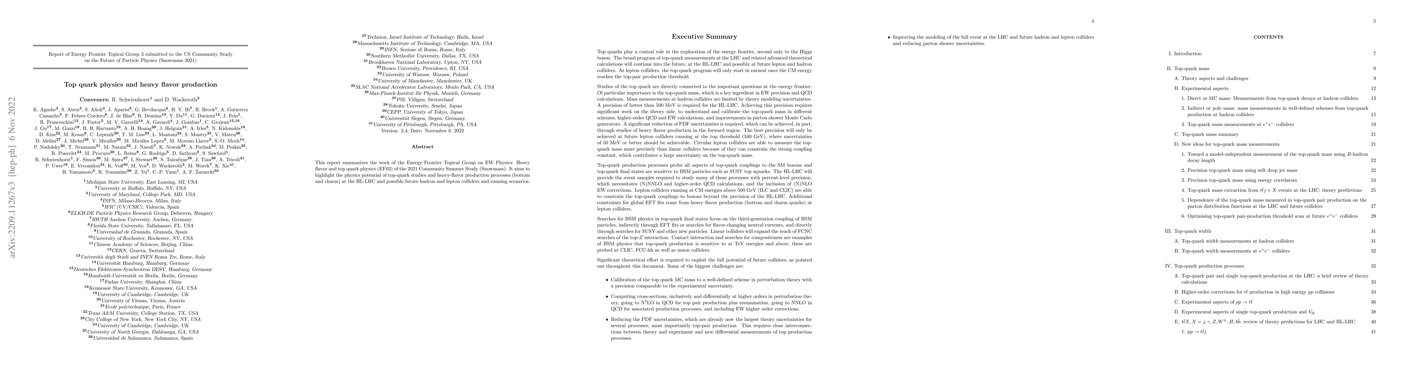 Thumbnail for Report of the Topical Group on Top quark physics and heavy flavor
  production for Snowmass 2021