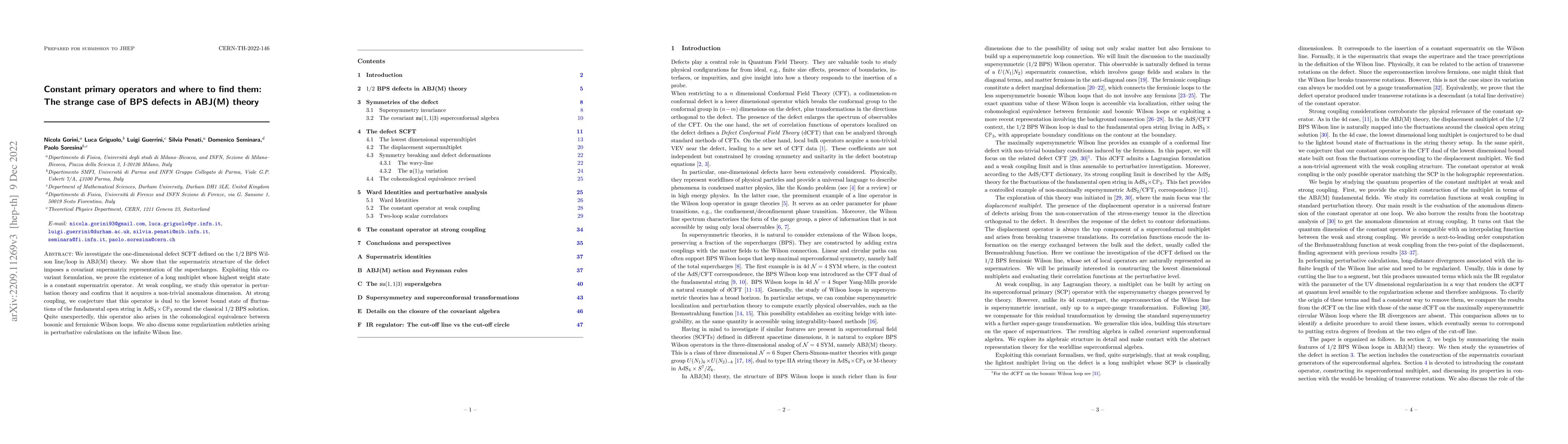 Thumbnail for Constant primary operators and where to find them: The strange case of
  BPS defects in ABJ(M) theory
