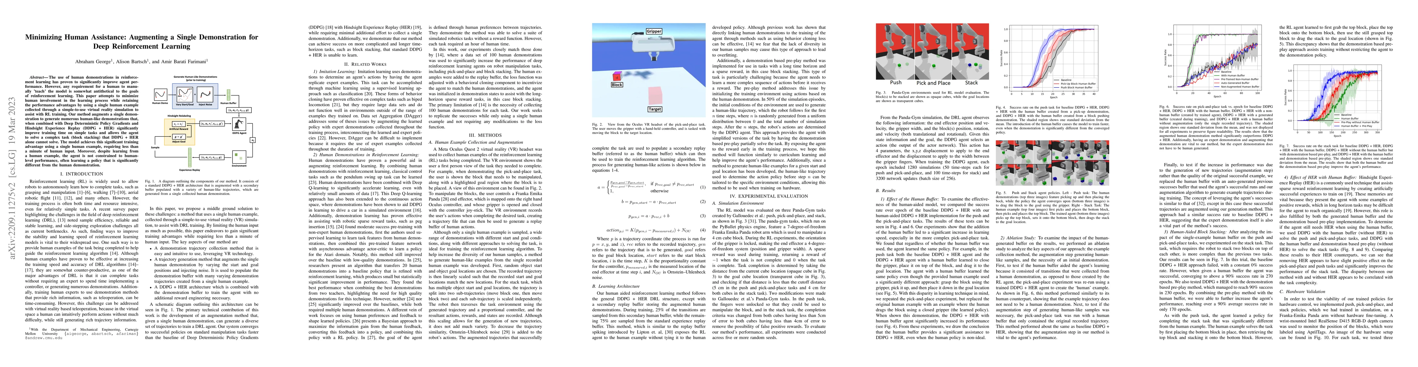Thumbnail for Minimizing Human Assistance: Augmenting a Single Demonstration for Deep
  Reinforcement Learning