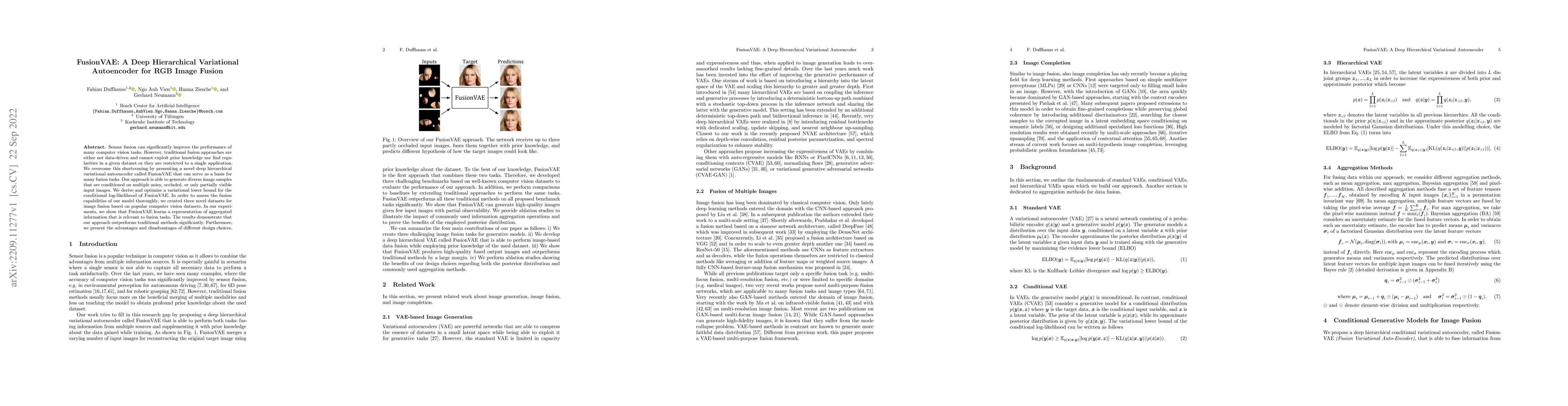 Thumbnail for FusionVAE: A Deep Hierarchical Variational Autoencoder for RGB Image
  Fusion