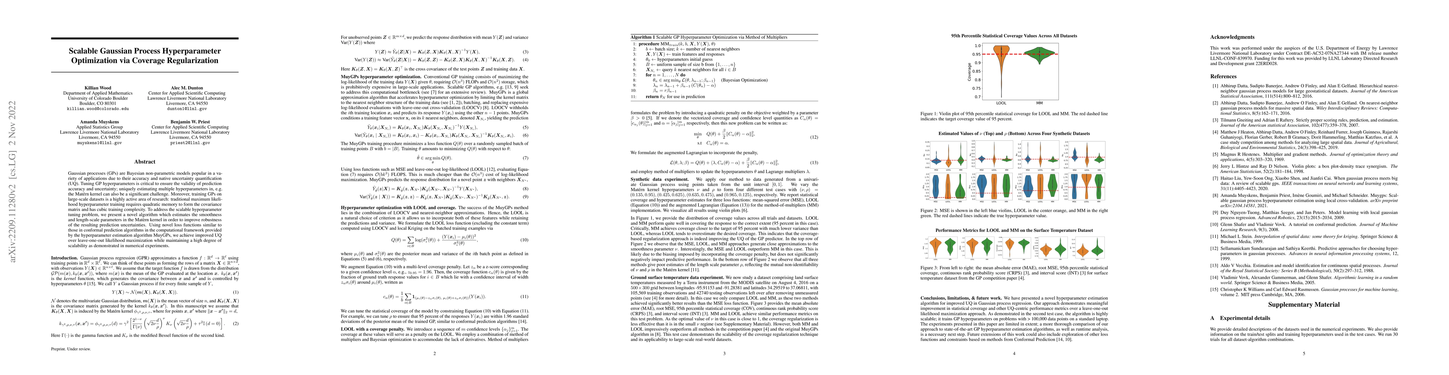 Thumbnail for Scalable Gaussian Process Hyperparameter Optimization via Coverage
  Regularization