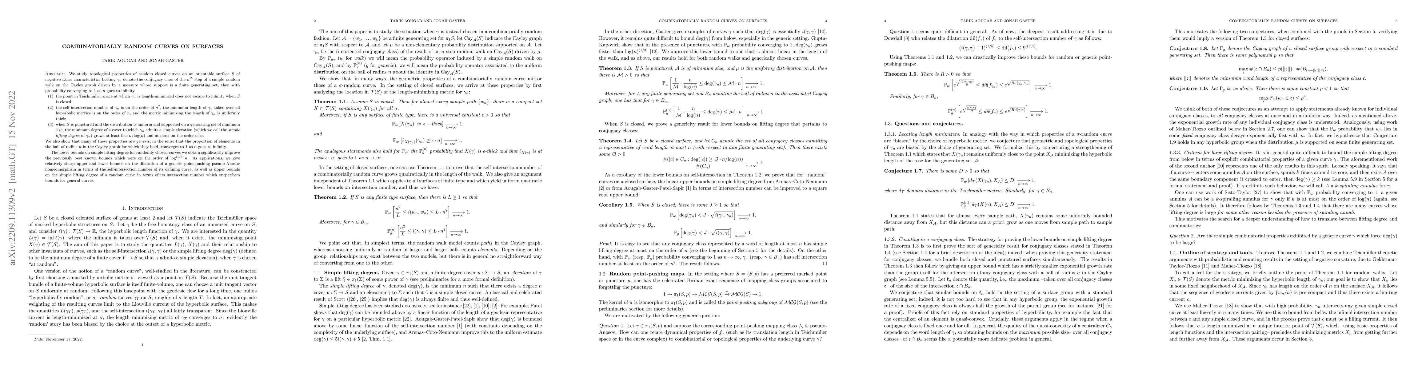 Thumbnail for Combinatorially random curves on surfaces