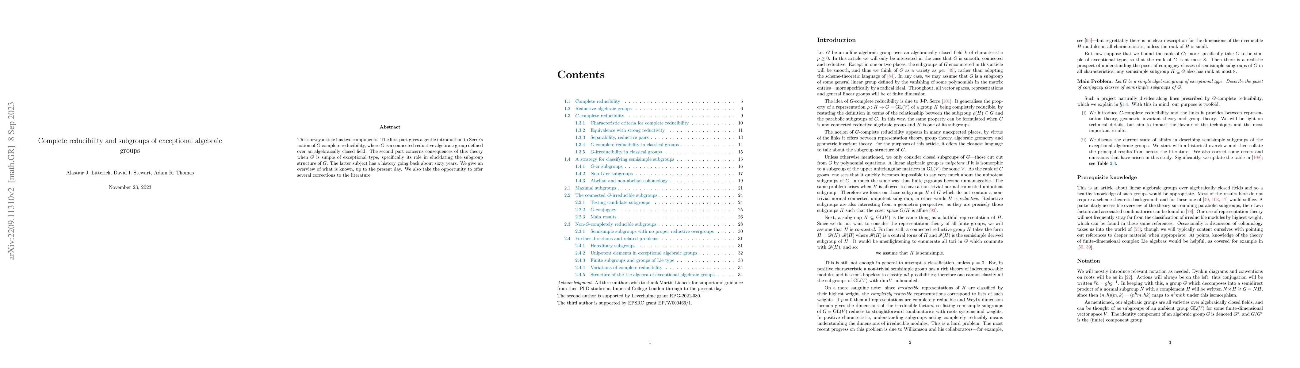 Thumbnail for Complete reducibility and subgroups of exceptional algebraic groups