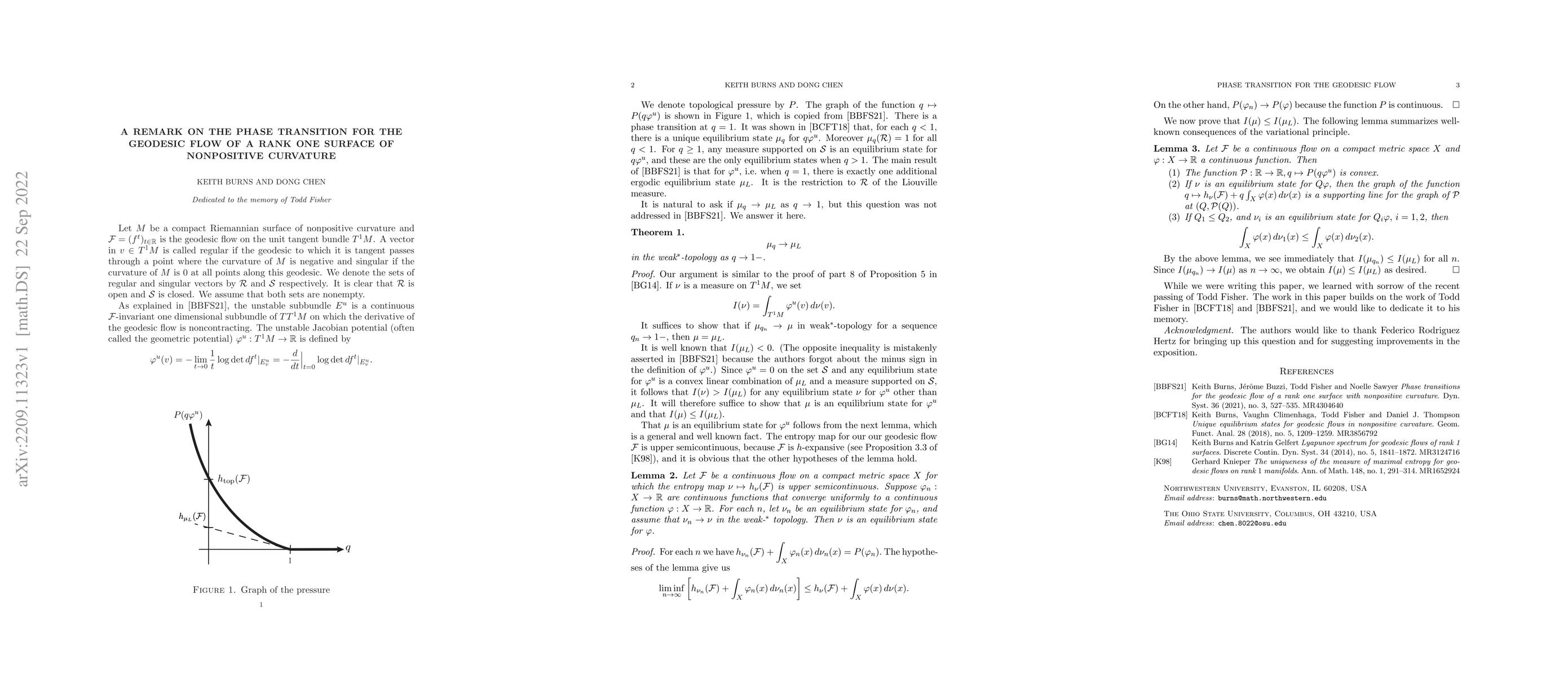 Thumbnail for A remark on the phase transition for the geodesic flow of a rank one
  surface of nonpositive curvature