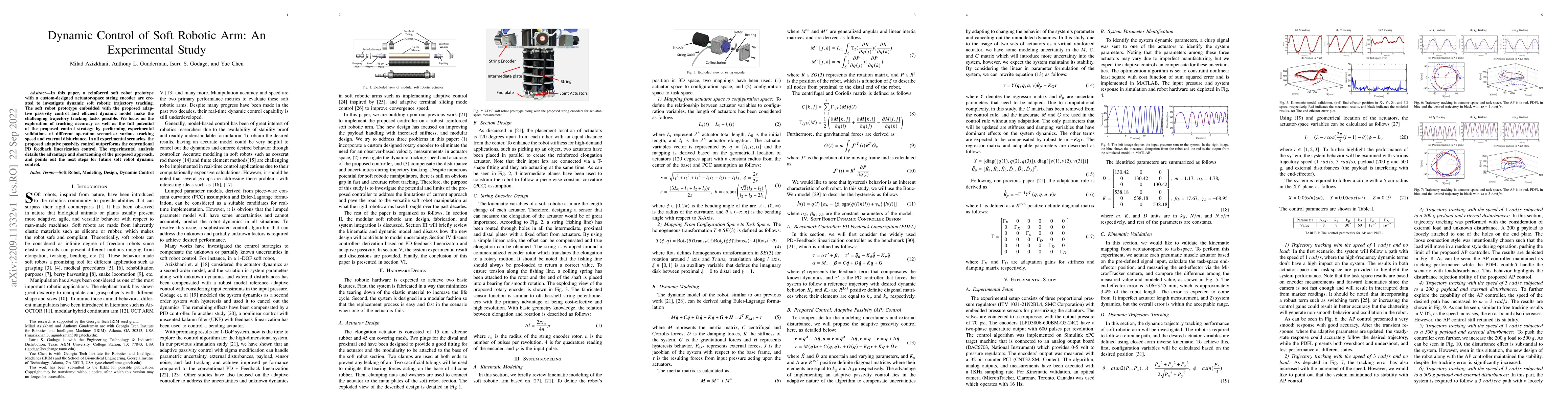 Thumbnail for Dynamic Control of Soft Robotic Arm: An Experimental Study