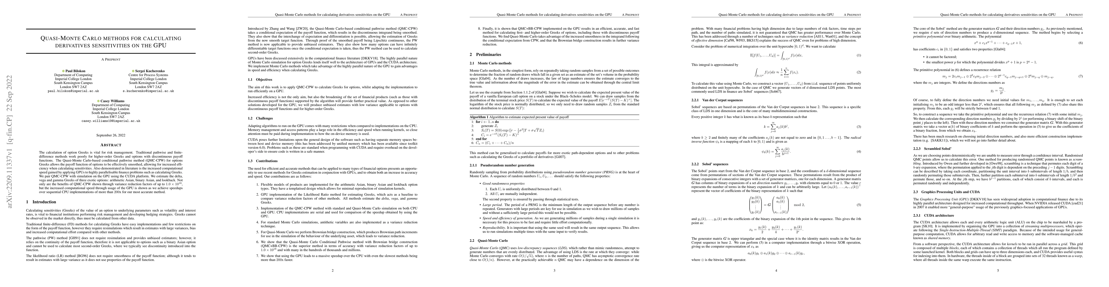 Thumbnail for Quasi-Monte Carlo methods for calculating derivatives sensitivities on
  the GPU