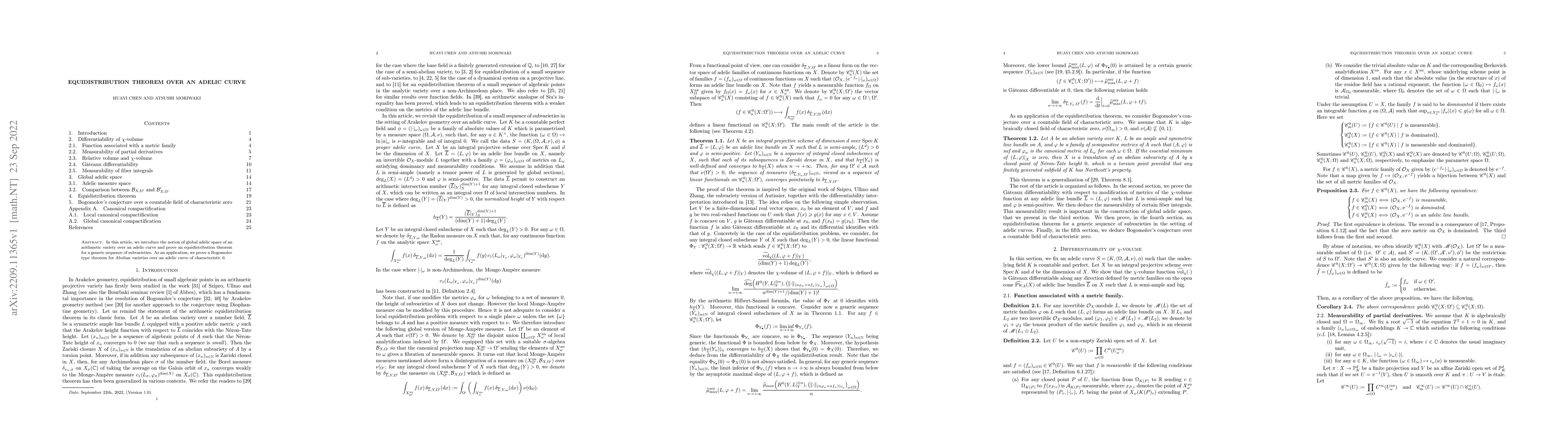 Thumbnail for Equidistribution theorem over an adelic curve