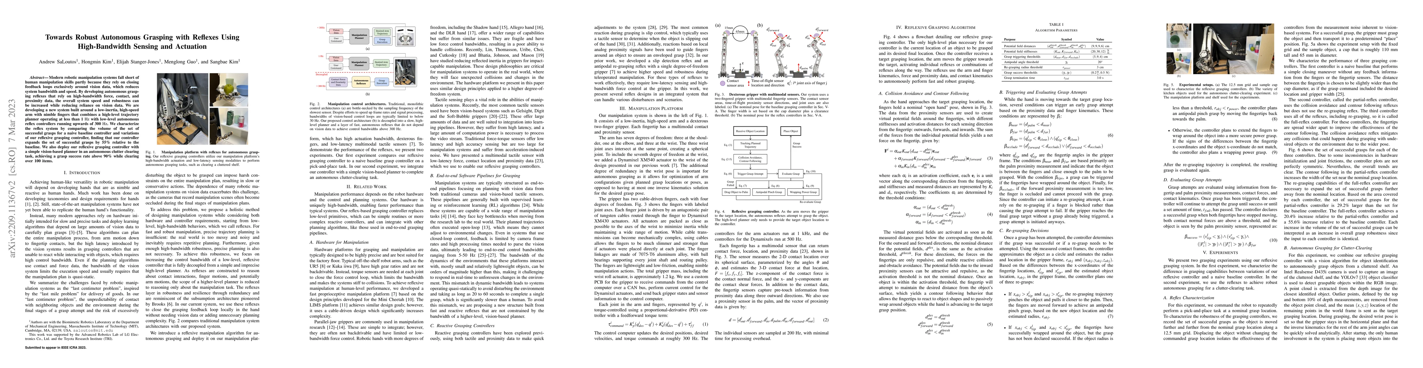 Thumbnail for Towards Robust Autonomous Grasping with Reflexes Using High-Bandwidth
  Sensing and Actuation