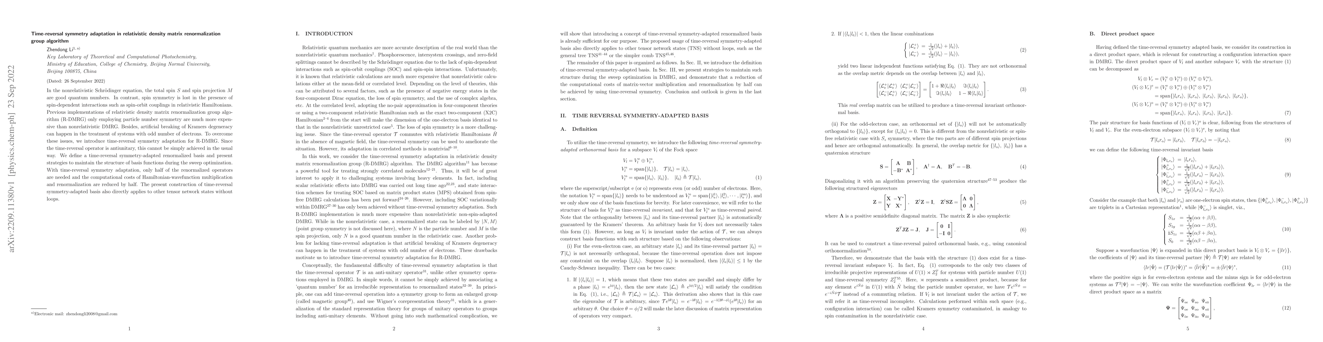 Thumbnail for Time-reversal symmetry adaptation in relativistic density matrix
  renormalization group algorithm