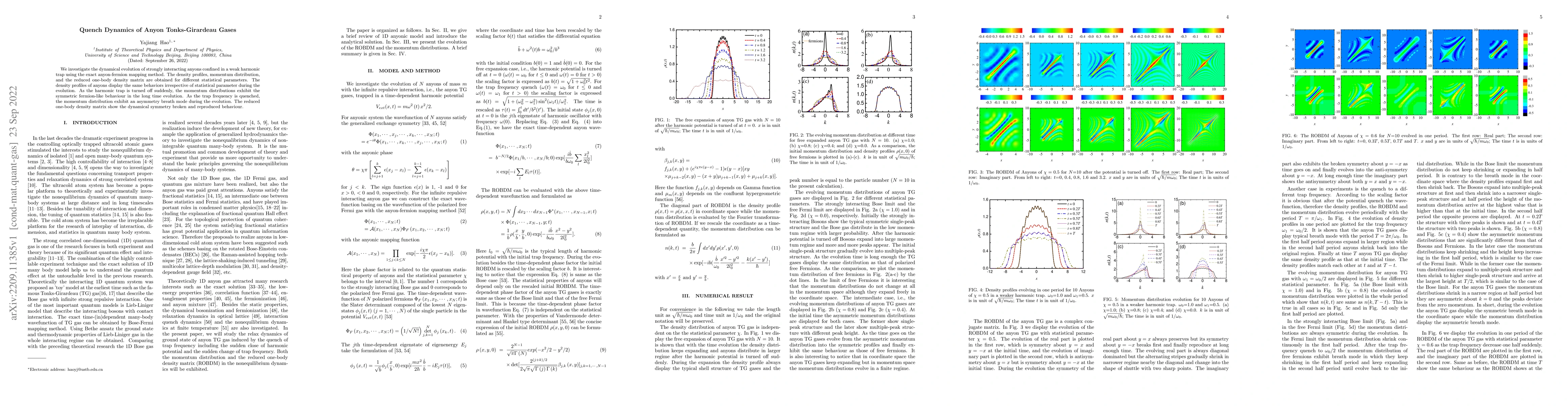 Thumbnail for Quench Dynamics of Anyon Tonks-Girardeau Gases