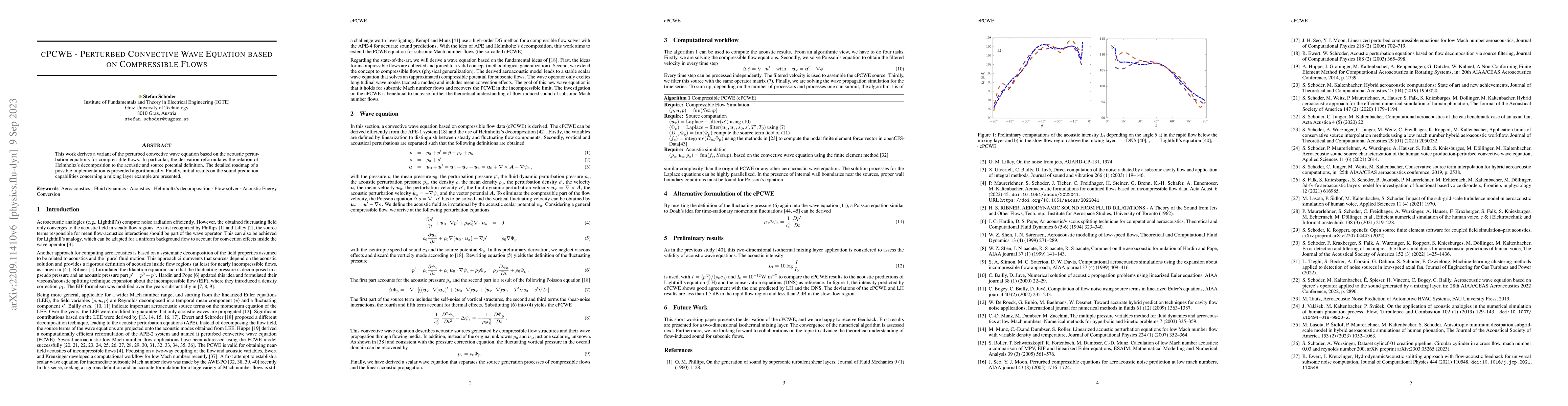 Thumbnail for cPCWE -- Perturbed Convective Wave Equation based on Compressible Flows