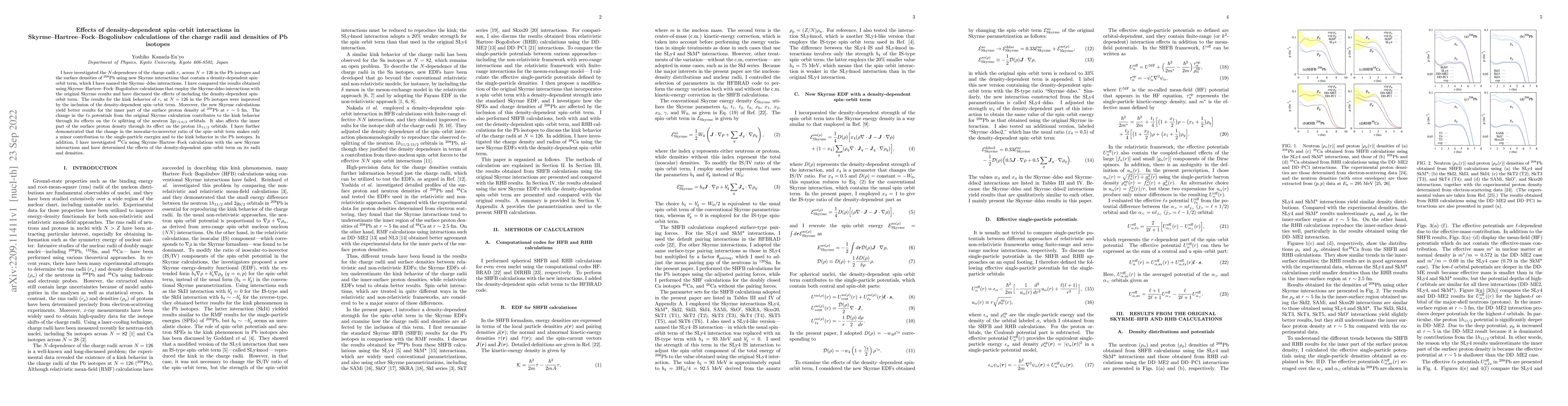 Thumbnail for Effects of density-dependent spin-orbit interactions in
  Skyrme-Hartree-Fock-Bogoliubov calculations of the charge radii and densities
  of Pb isotopes