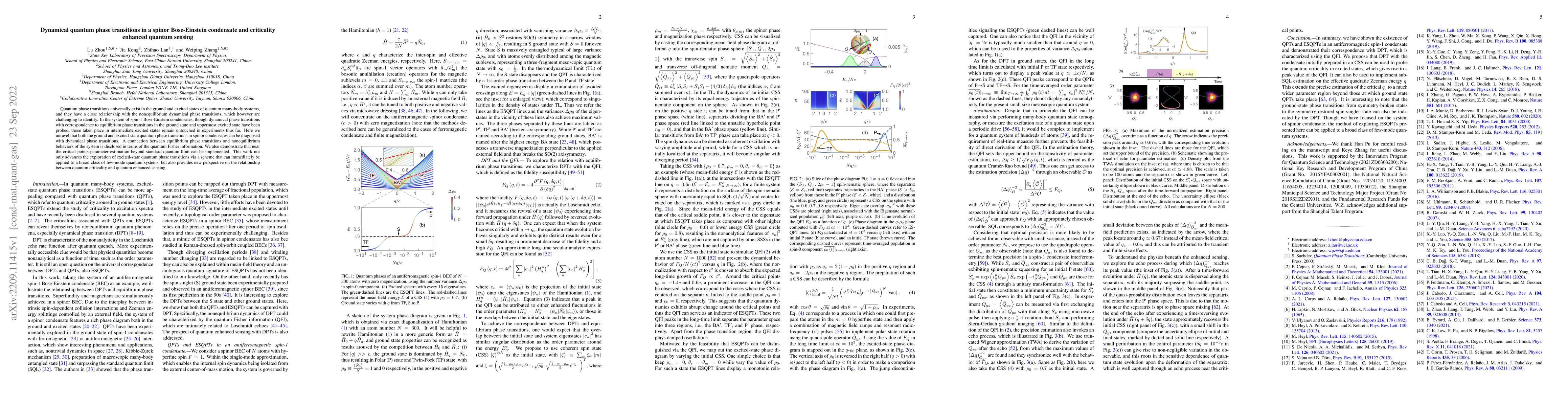 Thumbnail for Dynamical quantum phase transitions in a spinor Bose-Einstein condensate
  and criticality enhanced quantum sensing