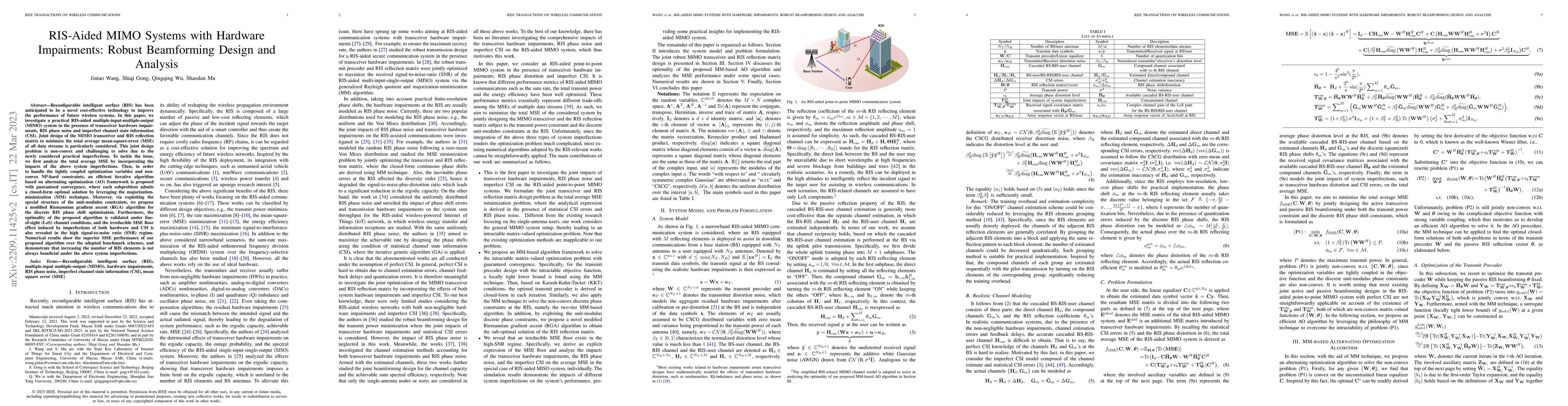 Thumbnail for RIS-Aided MIMO Systems with Hardware Impairments: Robust Beamforming
  Design and Analysis