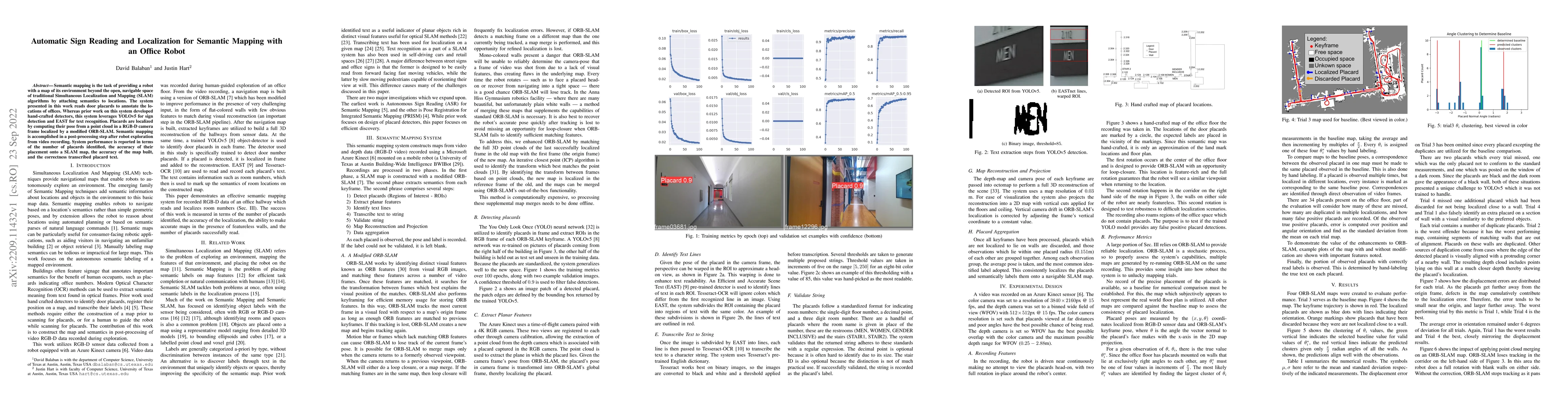 Thumbnail for Automatic Sign Reading and Localization for Semantic Mapping with an
  Office Robot