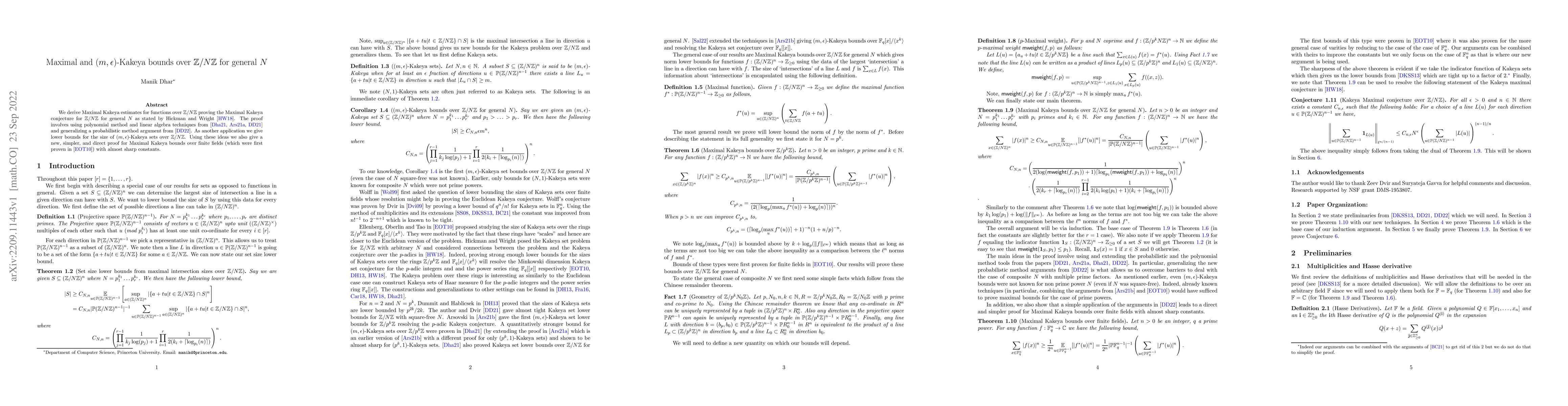 Thumbnail for Maximal and $(m,\epsilon)$-Kakeya bounds over $\mathbb{Z}/N\mathbb{Z}$
  for general $N$