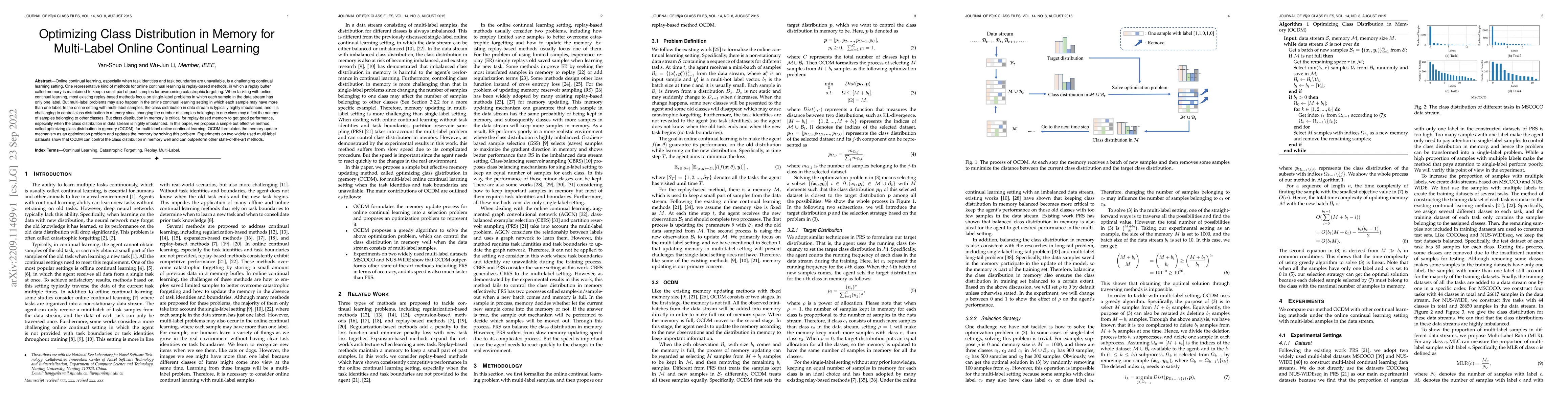 Thumbnail for Optimizing Class Distribution in Memory for Multi-Label Online Continual
  Learning
