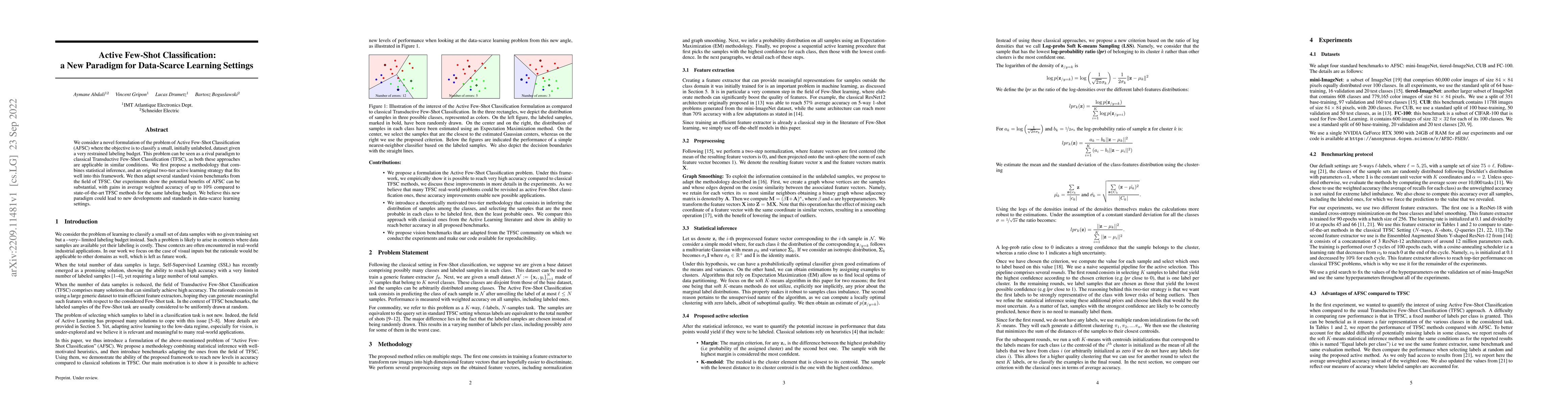 Thumbnail for Active Few-Shot Classification: a New Paradigm for Data-Scarce Learning
  Settings