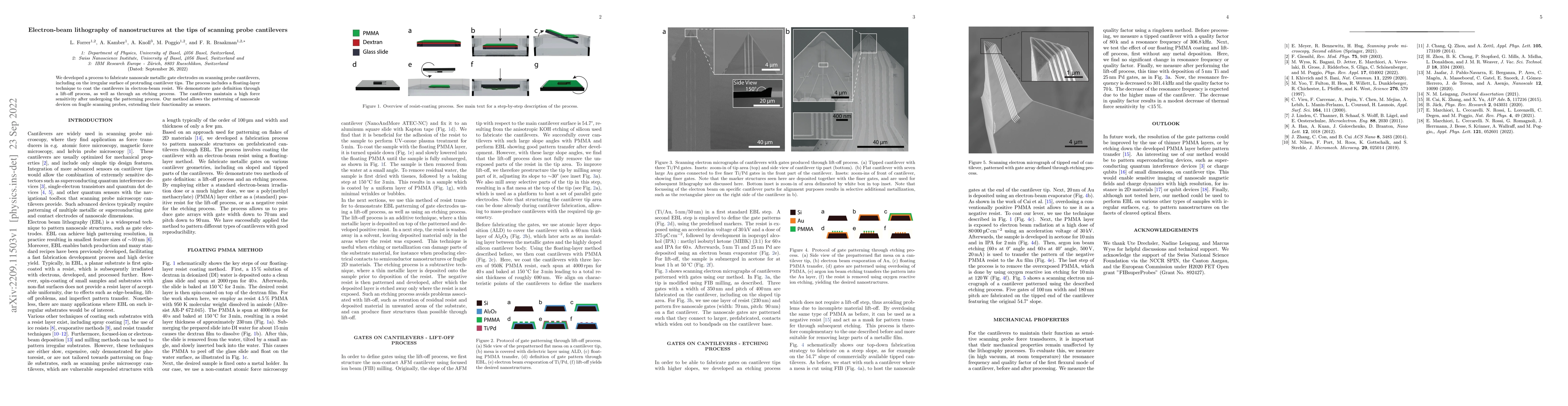 Thumbnail for Electron-beam lithography of nanostructures at the tips of scanning
  probe cantilevers