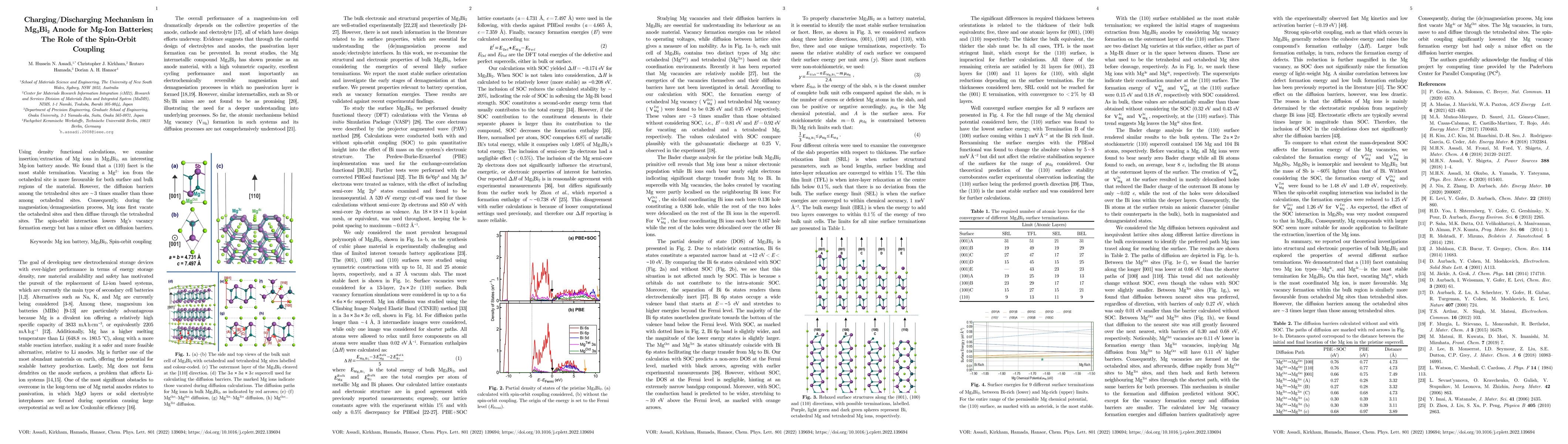 Thumbnail for Charging/discharging mechanism in Mg3Bi2 anode for Mg-ion batteries; The
  role of the spin-orbit coupling