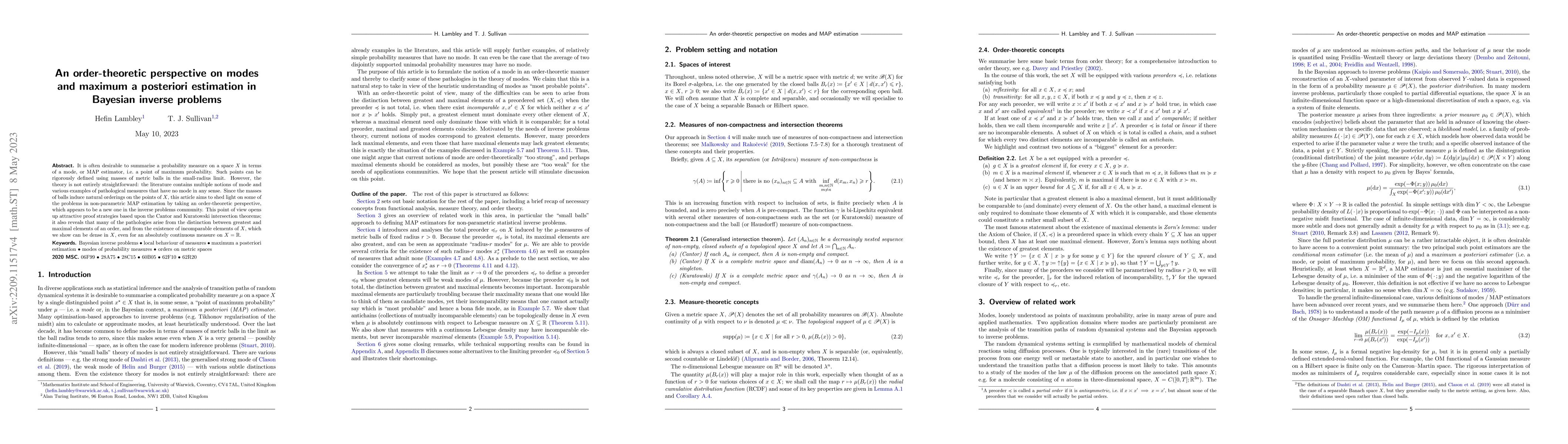 Thumbnail for An order-theoretic perspective on modes and maximum a posteriori
  estimation in Bayesian inverse problems