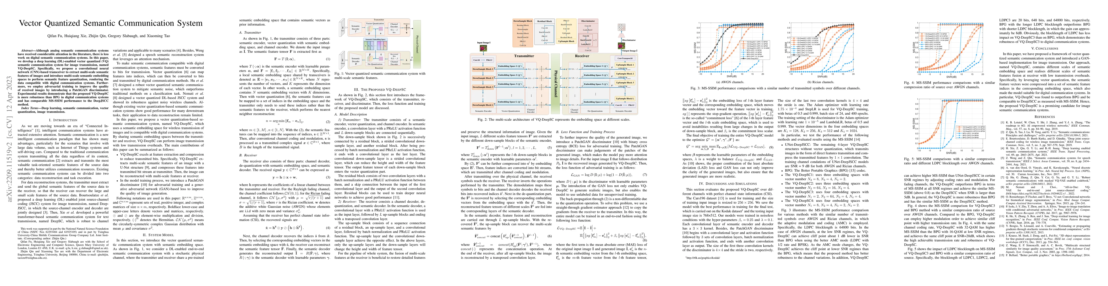 Thumbnail for Vector Quantized Semantic Communication System