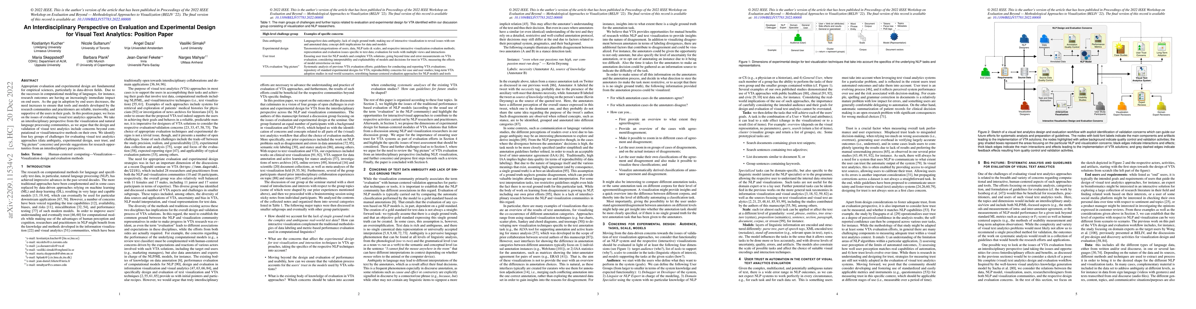 Thumbnail for An Interdisciplinary Perspective on Evaluation and Experimental Design
  for Visual Text Analytics: Position Paper