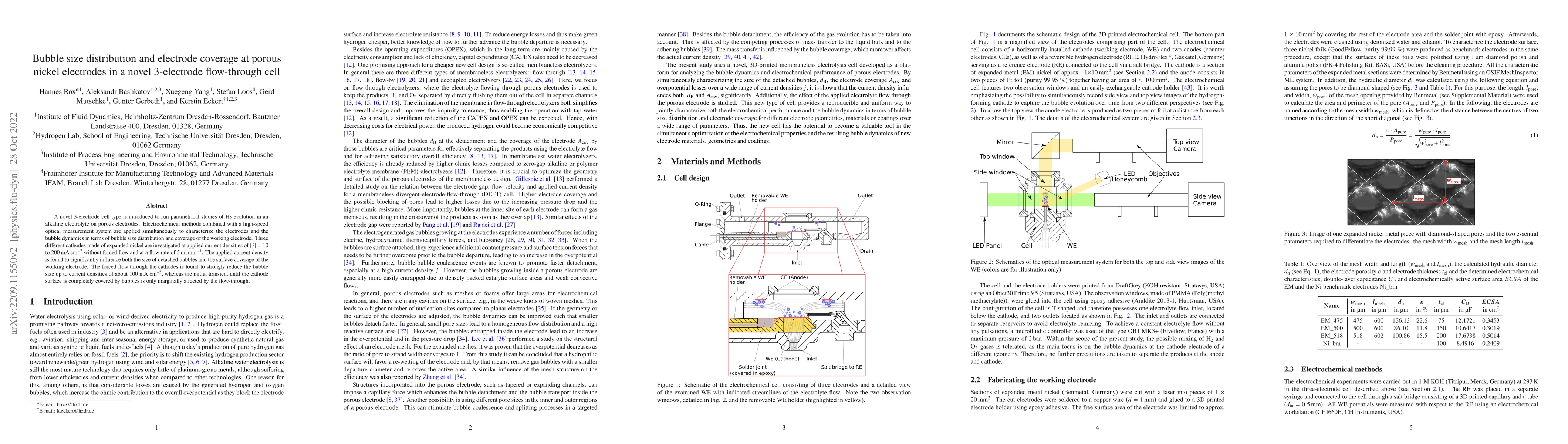 Thumbnail for Bubble size distribution and electrode coverage at porous nickel
  electrodes in a novel 3-electrode flow-through cell