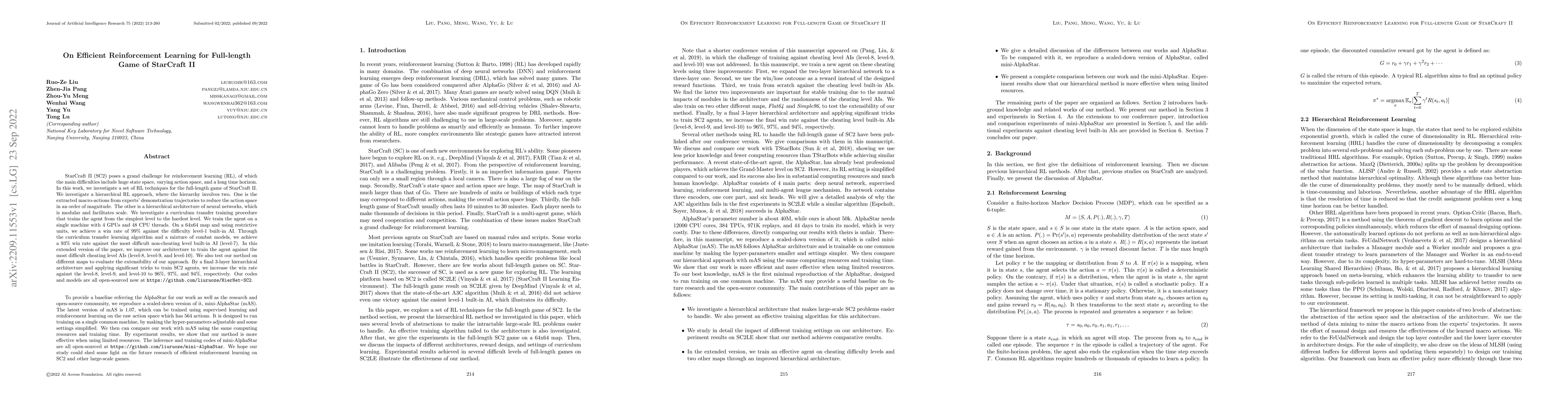 Thumbnail for On Efficient Reinforcement Learning for Full-length Game of StarCraft II